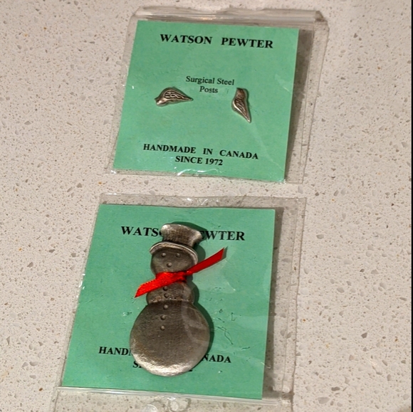 Pewter Brooch & Earrings - Picture 1 of 4